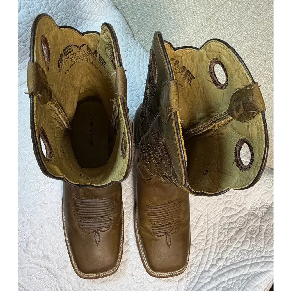 Reyme Men 11 Brown 046 Crazy Thing Square Toe Leather Western Cowboy Boots Shoes